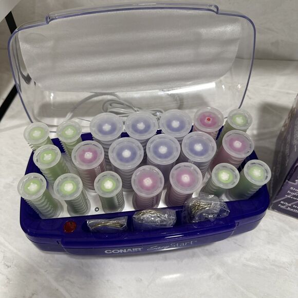 Conair Easy Start HS15R 20 Hot Rollers Curlers & 15 Clips 3 Sizes Box Manual - Picture 3 of 5